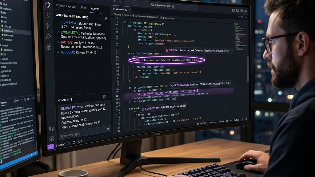 AI Agent reviewing code using Claude Opus 4.7 with ultrareview