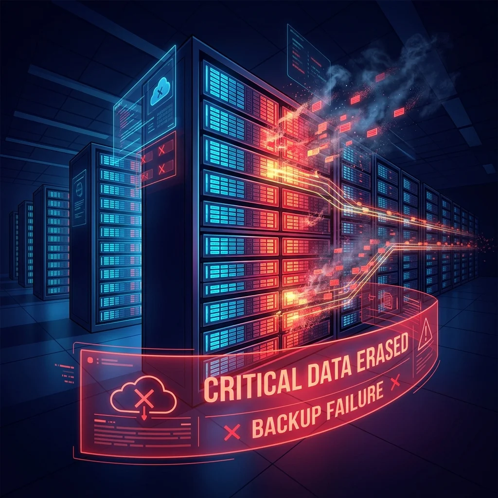 Cloud backup data wipe alert server rack