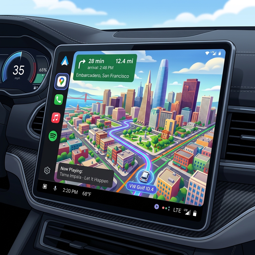 Immersive Navigation 3-D map view on Android Auto