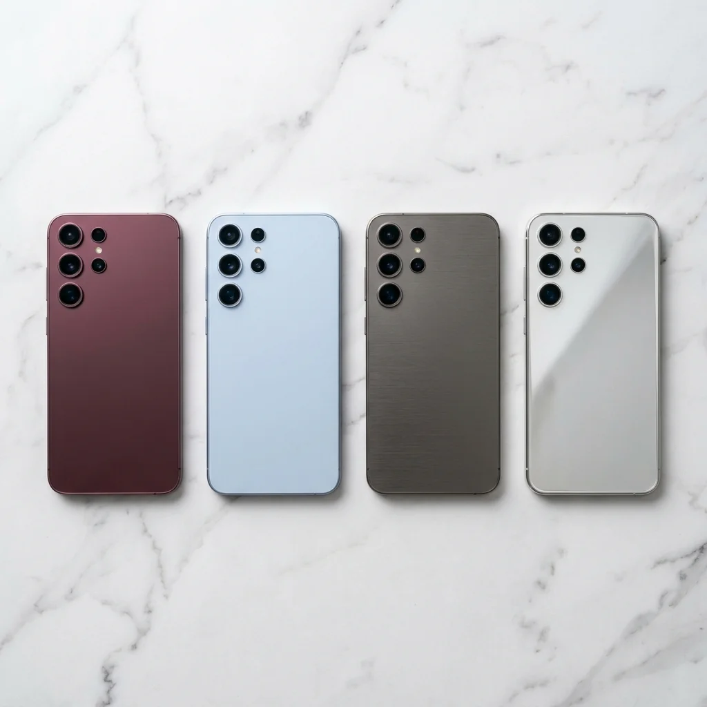 iPhone 18 Pro four colors lineup — Dark Cherry, Light Blue, Dark Gray, Silver